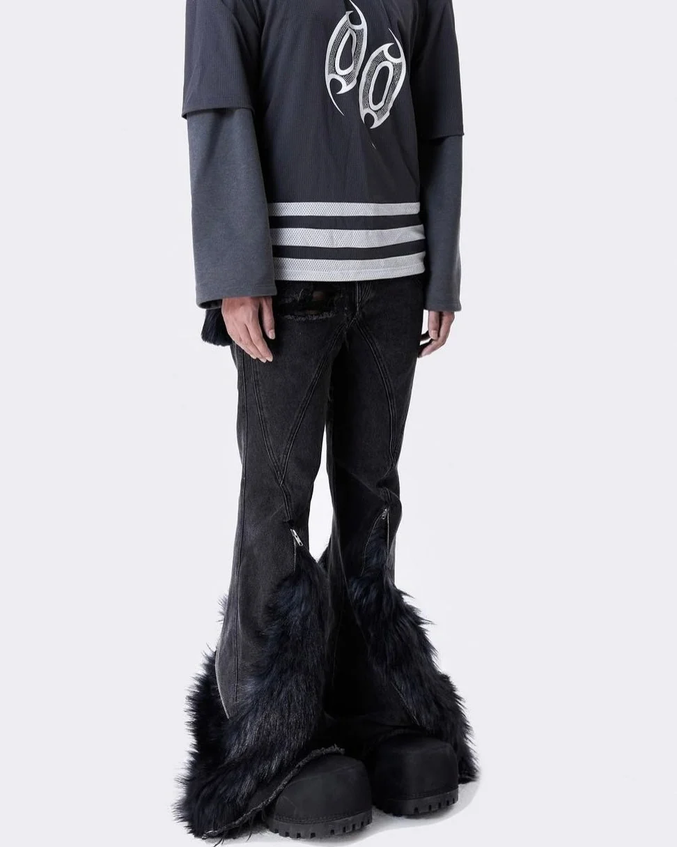 "005 CHAOS DREAM" FUR FLARE JEANS - Image 6