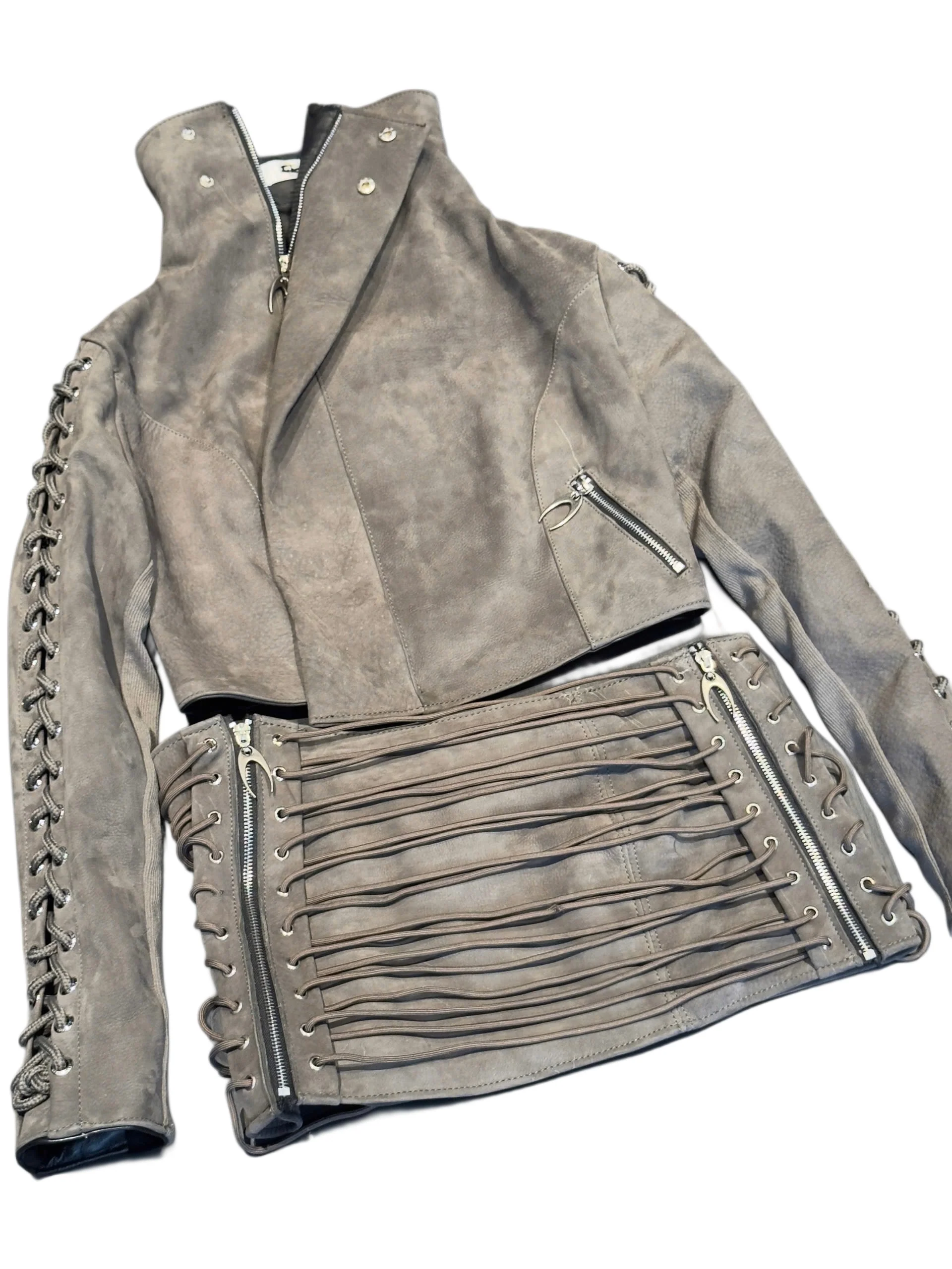 GREY RAWHIDE SPINE LEATHER SET - Image 2